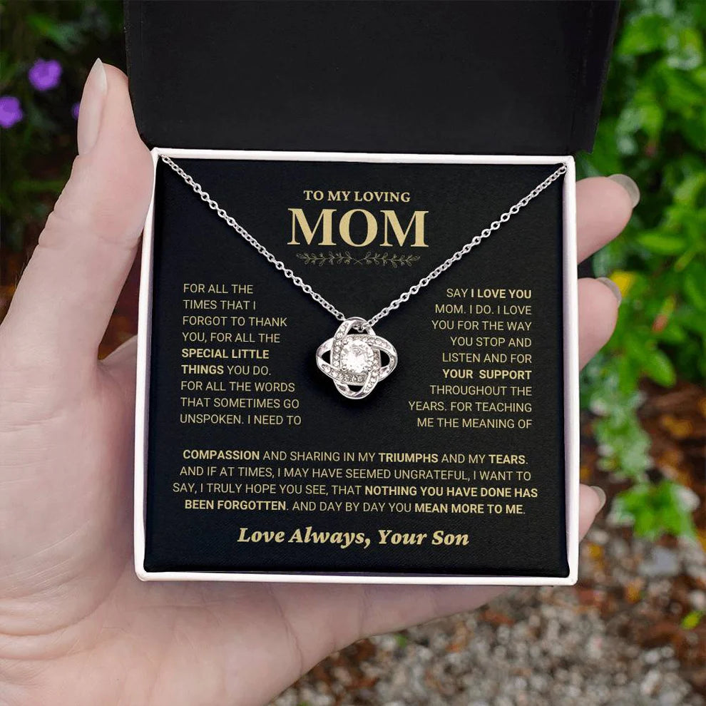 Mom Gift From Son - Premium Love Knot Necklace