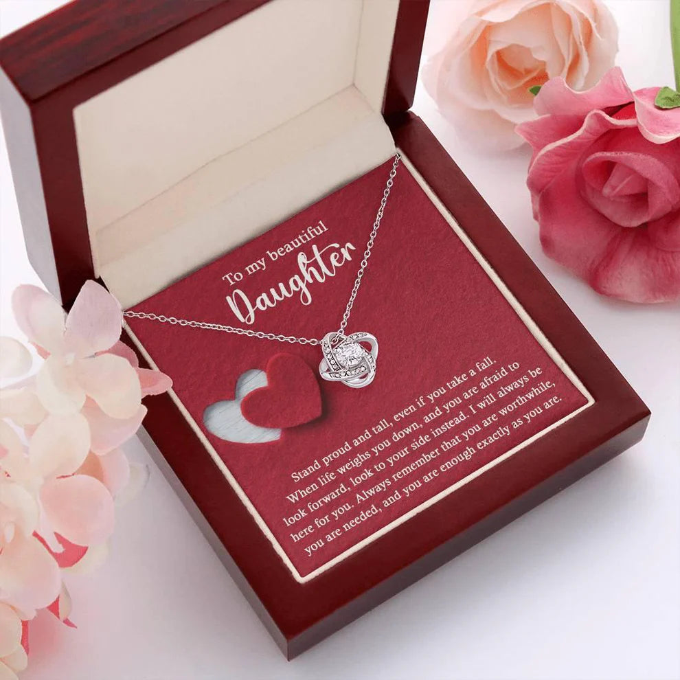 Daughter Gift From Mom and Dad - Premium Love Knot Necklace