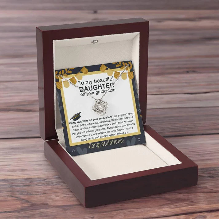 Daughter Graduation Gift From Dad and Mom - Premium Love Knot Necklace
