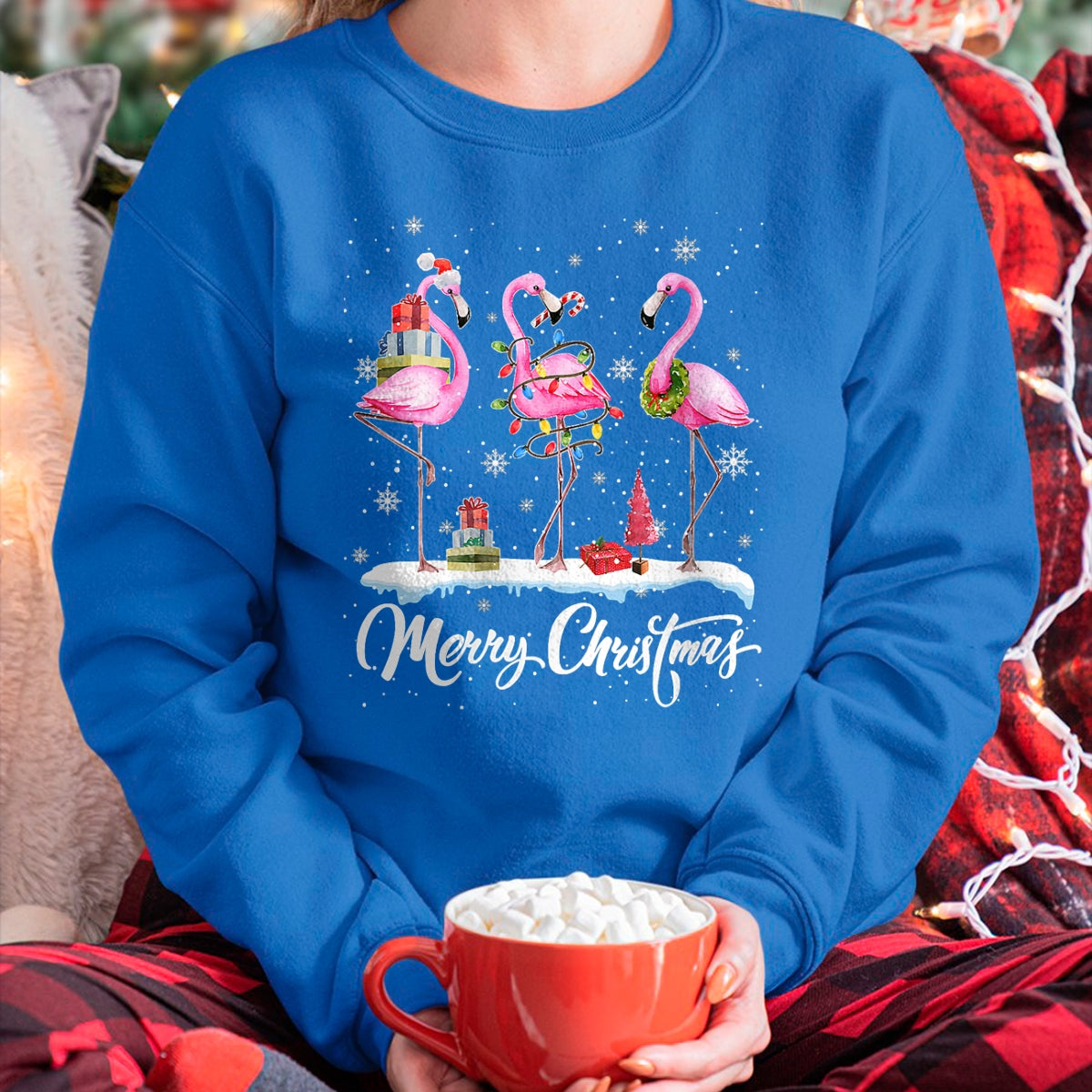 Merry Christmas Hat Santa Flamingo Light Christmas TRNN T-Shirt - Christmas Unisex T-Shirt/Hoodie/Sweatshirt - TRNN00
