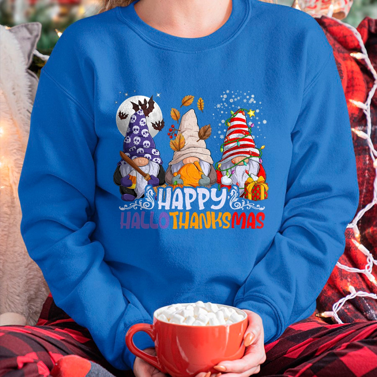 HalloThanksMas Gnomes Halloween Thanksgiving Christmas Happy T-Shirt - Christmas Unisex T-Shirt/Hoodie/Sweatshirt - TRNN00