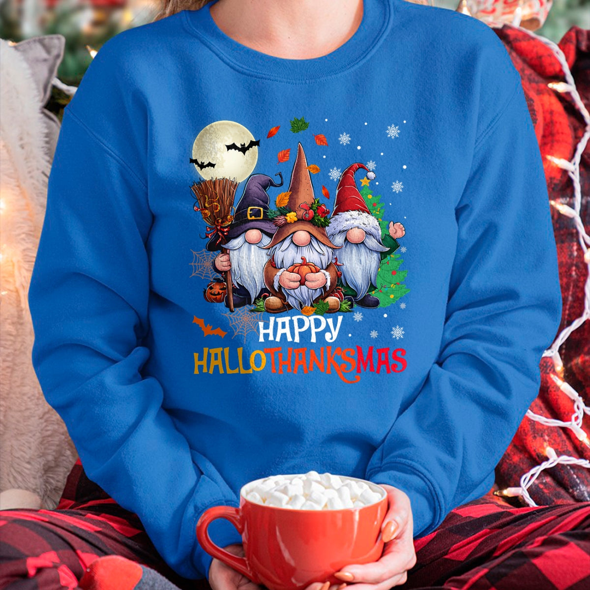 Happy Hallothanksmas Gnomes Lover Halloween Merry Christmas T-Shirt - Christmas Unisex T-Shirt/Hoodie/Sweatshirt - TRNN00