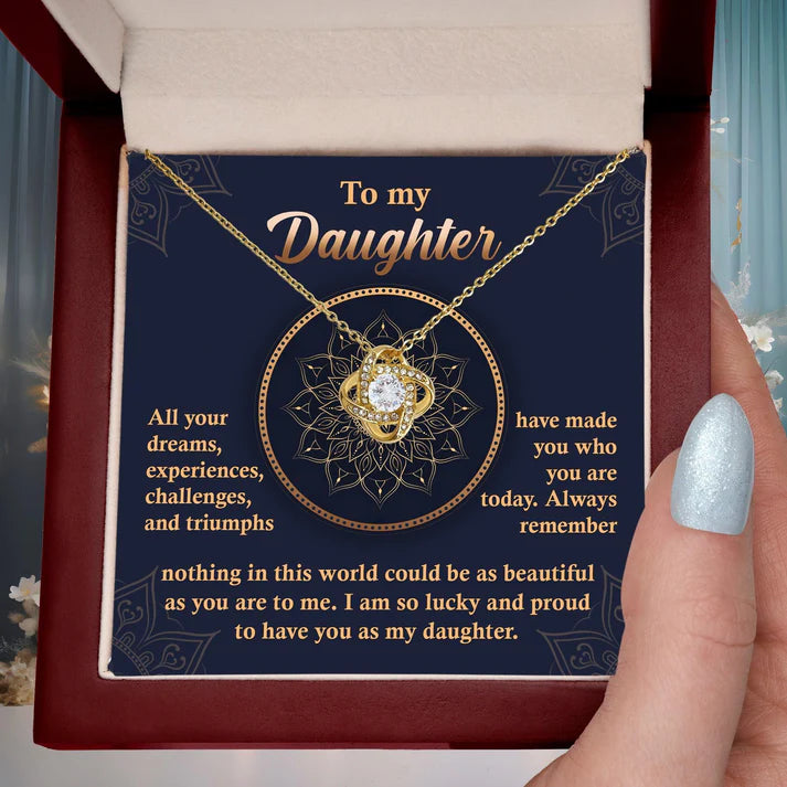 Daughter Gift From Mom - Premium Love Knot Necklace