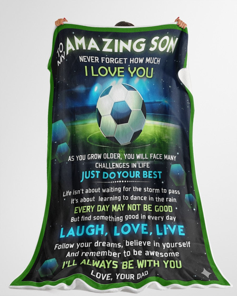 BLANKET FOR SON – COMFORT & WARMTH GIFT FROM DAD Sherpa Fleece Quilt Blanket NTTD00 (SKUB-BLK-DADFB)