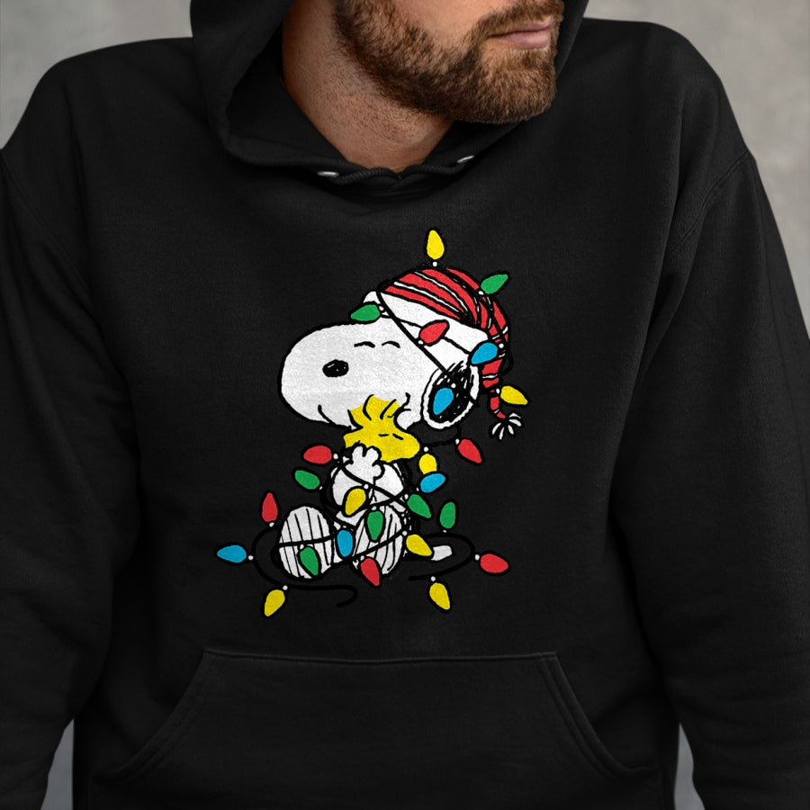 Peanuts - Snoopy Woodstock Christmas Lights T-Shirt - Christmas Unisex T-Shirt/Hoodie/Sweatshirt - TRNN00