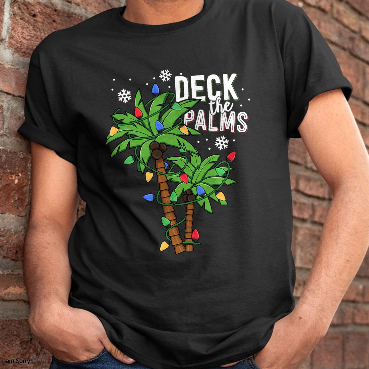 Deck The Palms Tropical Hawaii Christmas Palm Tree Lights T-Shirt - Christmas Unisex T-Shirt/Hoodie/Sweatshirt - TRNN00