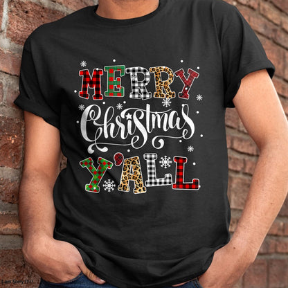 Merry Christmas Ya'll Leopard Buffalo Plaid Pajama Family T-Shirt - Christmas Unisex T-Shirt/Hoodie/Sweatshirt - TRNN00