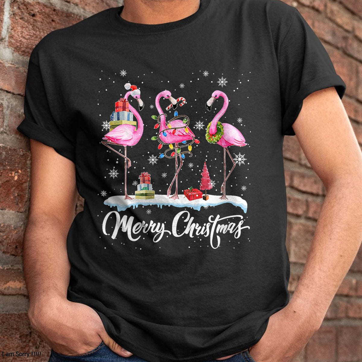 Merry Christmas Hat Santa Flamingo Light Christmas TRNN T-Shirt - Christmas Unisex T-Shirt/Hoodie/Sweatshirt - TRNN00
