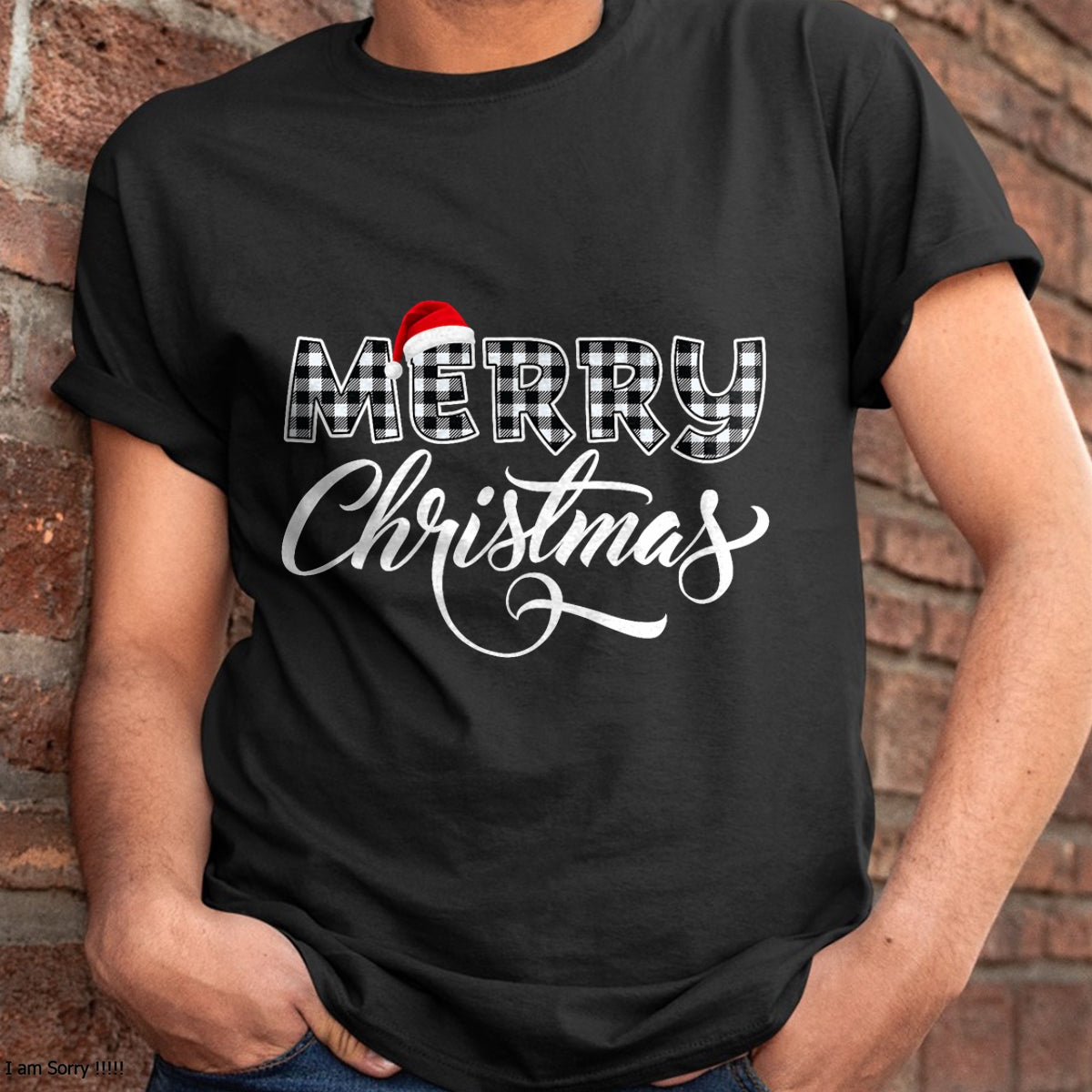 Merry Christmas Buffalo Black and White Plaid for Men Women T-Shirt - Christmas Unisex T-Shirt/Hoodie/Sweatshirt - TRNN00