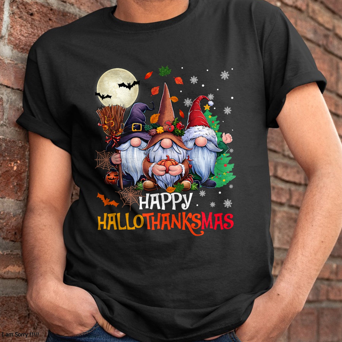Happy Hallothanksmas Gnomes Lover Halloween Merry Christmas T-Shirt - Christmas Unisex T-Shirt/Hoodie/Sweatshirt - TRNN00