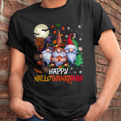 Happy Hallothanksmas Gnomes Lover Halloween Merry Christmas T-Shirt - Christmas Unisex T-Shirt/Hoodie/Sweatshirt - TRNN00