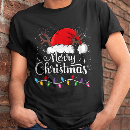 Merry Christmas Red Santa Hat Reindeer Xmas Family Men Women T-Shirt - Christmas Unisex T-Shirt/Hoodie/Sweatshirt - TRNN00