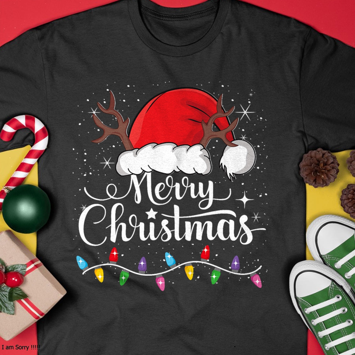 Merry Christmas Red Santa Hat Reindeer Xmas Family Men Women T-Shirt - Christmas Unisex T-Shirt/Hoodie/Sweatshirt - TRNN00