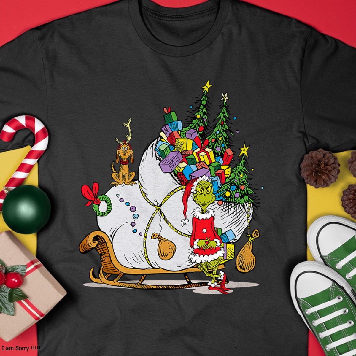 Dr. Seuss Grinch Sleigh T-Shirt - Christmas Unisex T-Shirt/Hoodie/Sweatshirt - TRNN00