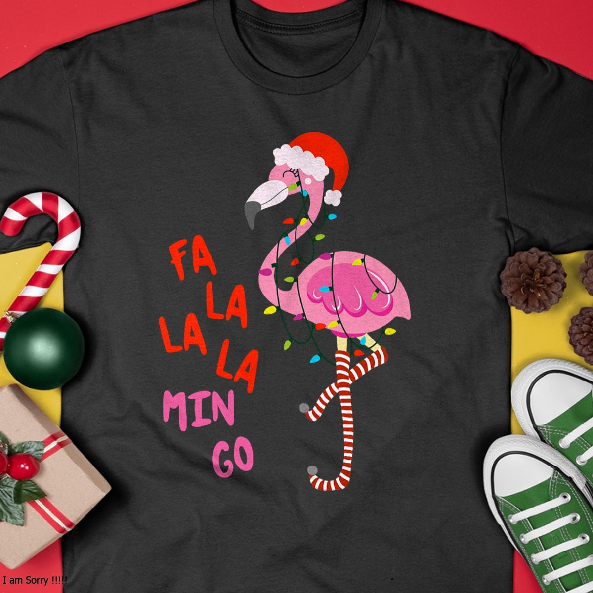 Fa La La Mingo Flamingo Christmas Tropical Xmas Tree Lights T-Shirt - Christmas Unisex T-Shirt/Hoodie/Sweatshirt - TRNN00