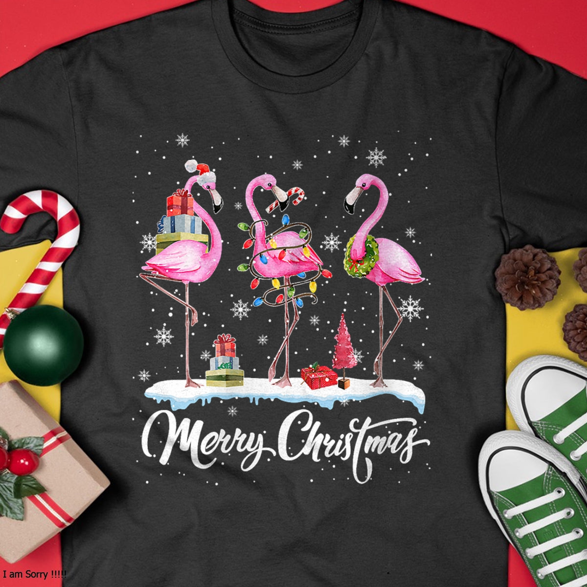 Merry Christmas Hat Santa Flamingo Light Christmas TRNN T-Shirt - Christmas Unisex T-Shirt/Hoodie/Sweatshirt - TRNN00