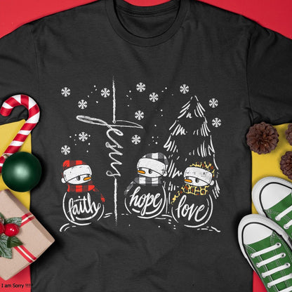 Faith Hope Love Jesus TRNNman Plaid Leopard Christmas Gift T-Shirt - Christmas Unisex T-Shirt/Hoodie/Sweatshirt - TRNN00
