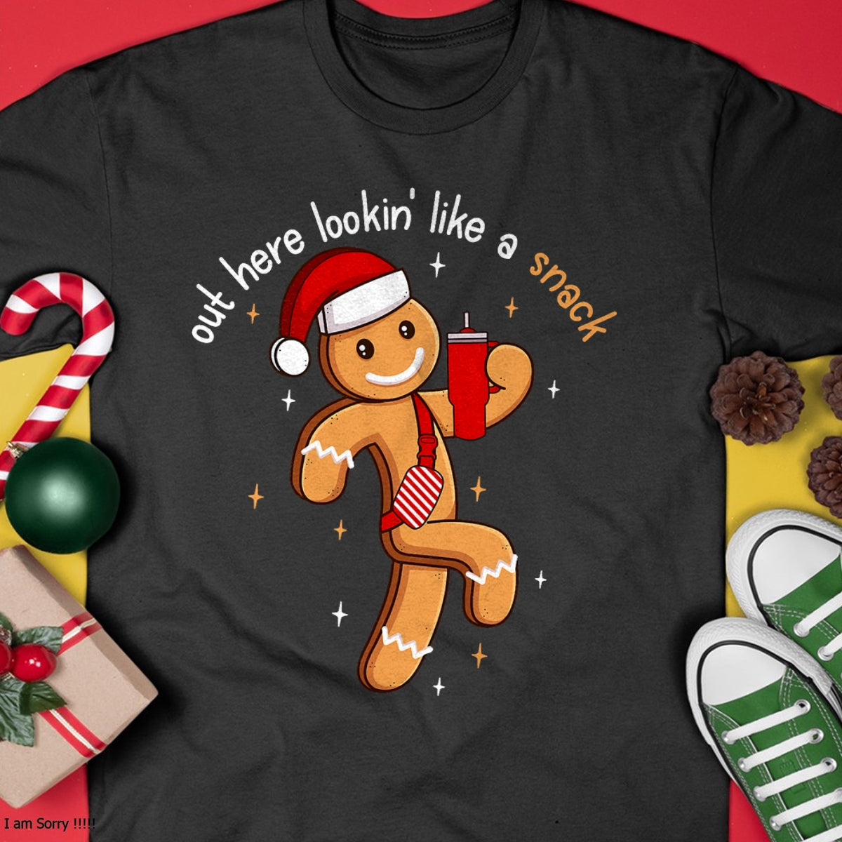 Out Here Looking Like A Snack Funny BouJee Xmas Gingerbread T-Shirt - Christmas Unisex T-Shirt/Hoodie/Sweatshirt - TRNN00