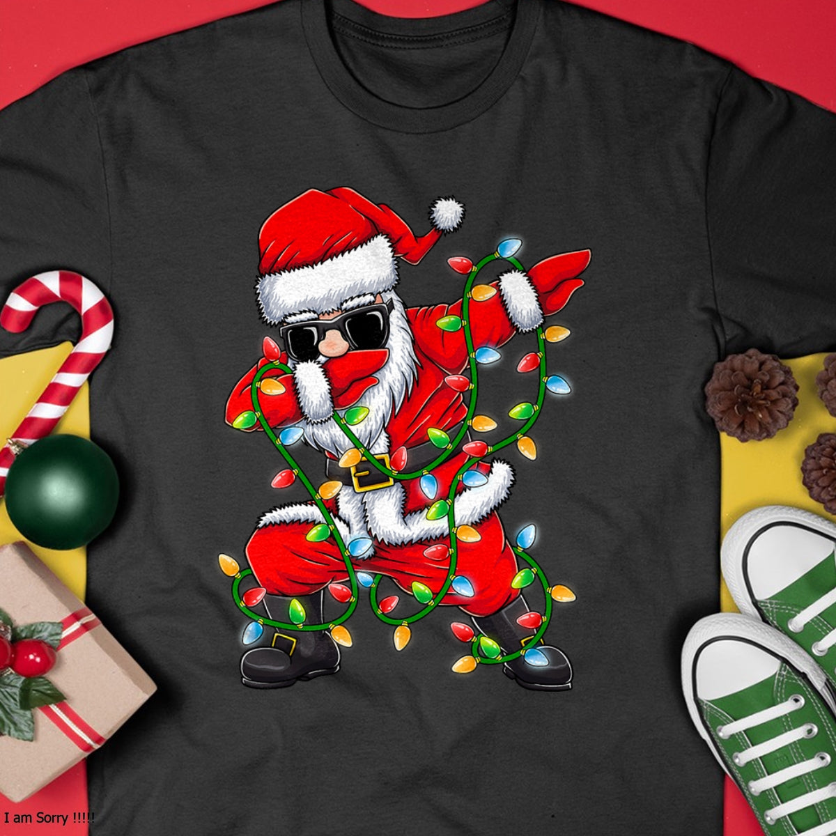 Dabbing Santa Xmas Lights Girls Boys Kids Christmas Gifts T-Shirt - Christmas Unisex T-Shirt/Hoodie/Sweatshirt - TRNN00