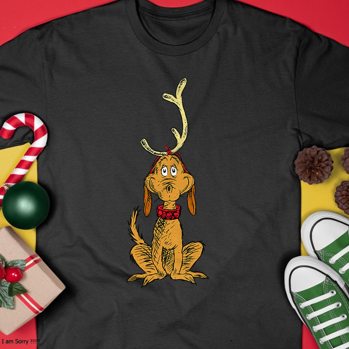 Dr. Seuss mens Classic Dr Seuss Reindeer Max T shirt, Black, Small US - Christmas Unisex T-Shirt/Hoodie/Sweatshirt - TRNN00