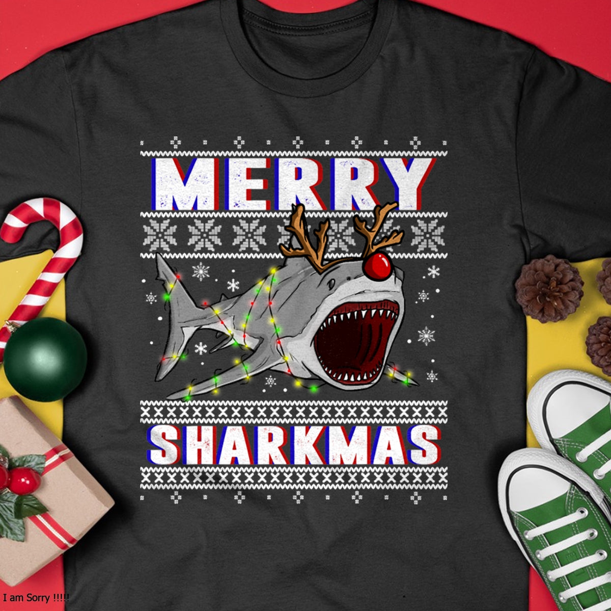 Funny Sharkmas Shark Ugly Christmas Sweaters T-Shirt - Christmas Unisex T-Shirt/Hoodie/Sweatshirt - TRNN00