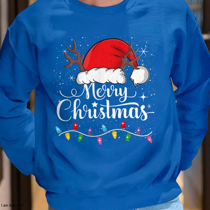 Merry Christmas Red Santa Hat Reindeer Xmas Family Men Women T-Shirt - Christmas Unisex T-Shirt/Hoodie/Sweatshirt - TRNN00
