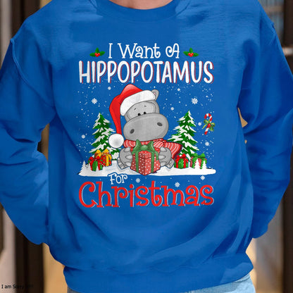 I Want A Hippopotamus For Christmas Xmas Hippo for Kid Women T-Shirt - Christmas Unisex T-Shirt/Hoodie/Sweatshirt - TRNN00