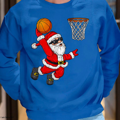 Christmas Santa Claus Dunking A Basketball Boys Kids Xmas T-Shirt - Christmas Unisex T-Shirt/Hoodie/Sweatshirt - TRNN00