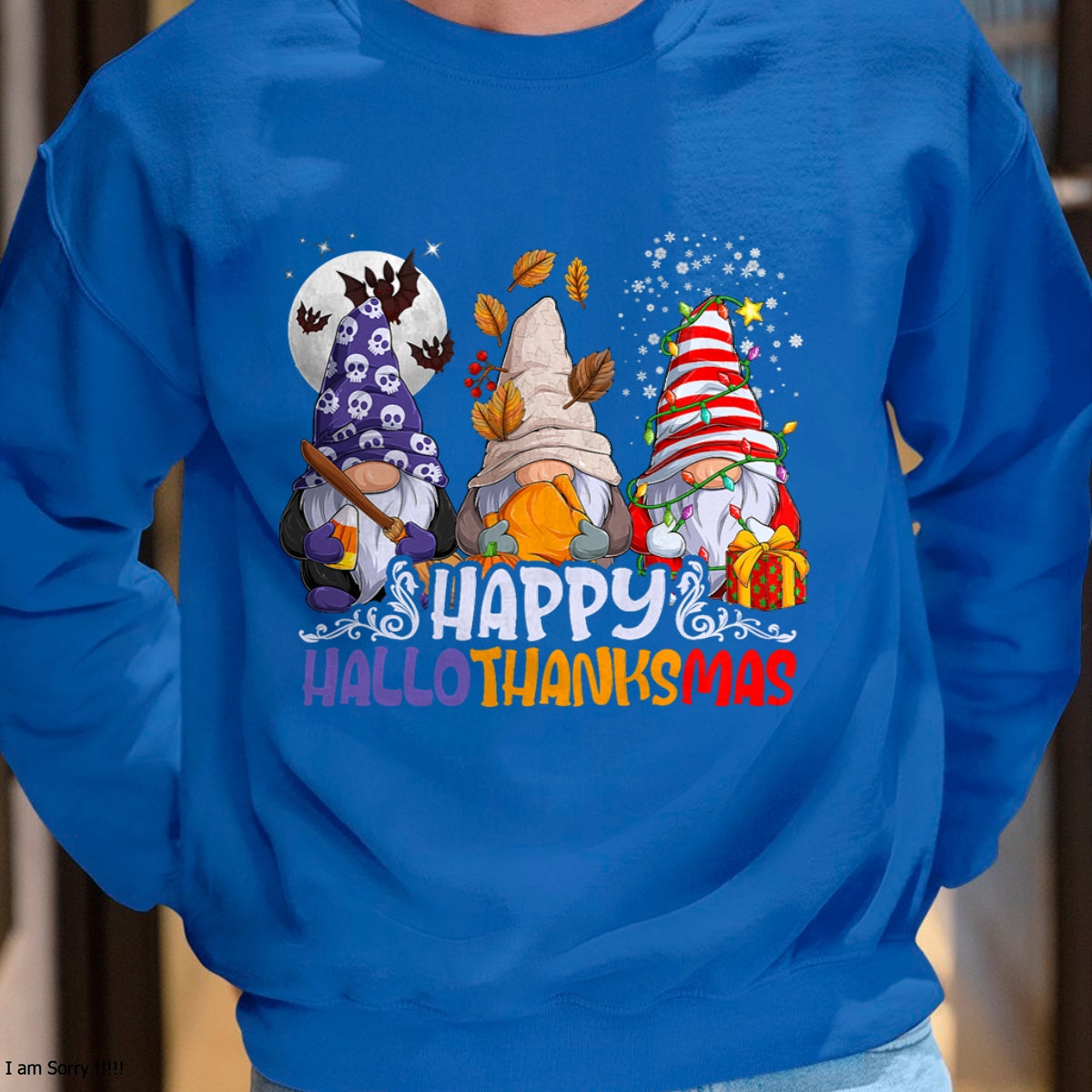 HalloThanksMas Gnomes Halloween Thanksgiving Christmas Happy T-Shirt - Christmas Unisex T-Shirt/Hoodie/Sweatshirt - TRNN00