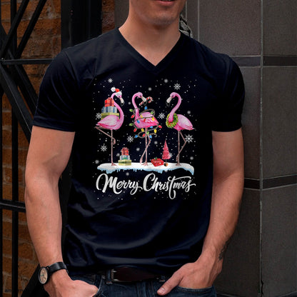 Merry Christmas Hat Santa Flamingo Light Christmas TRNN T-Shirt - Christmas Unisex T-Shirt/Hoodie/Sweatshirt - TRNN00