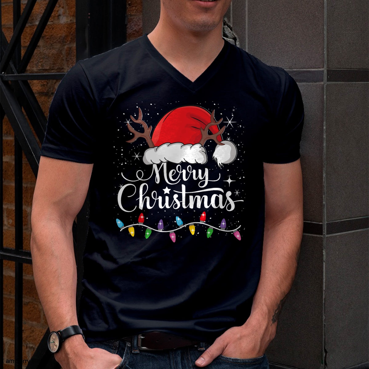 Merry Christmas Red Santa Hat Reindeer Xmas Family Men Women T-Shirt - Christmas Unisex T-Shirt/Hoodie/Sweatshirt - TRNN00