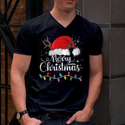 Merry Christmas Red Santa Hat Reindeer Xmas Family Men Women T-Shirt - Christmas Unisex T-Shirt/Hoodie/Sweatshirt - TRNN00