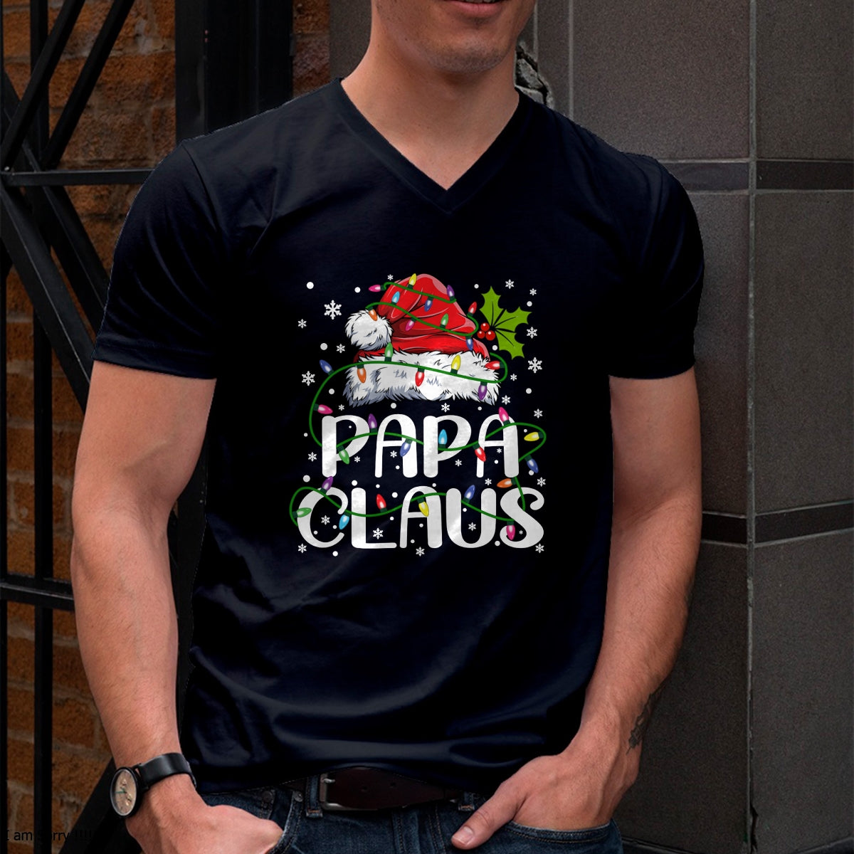 Papa Claus Christmas Lights Pajama Family Matching T-Shirt - Christmas Unisex T-Shirt/Hoodie/Sweatshirt - TRNN00