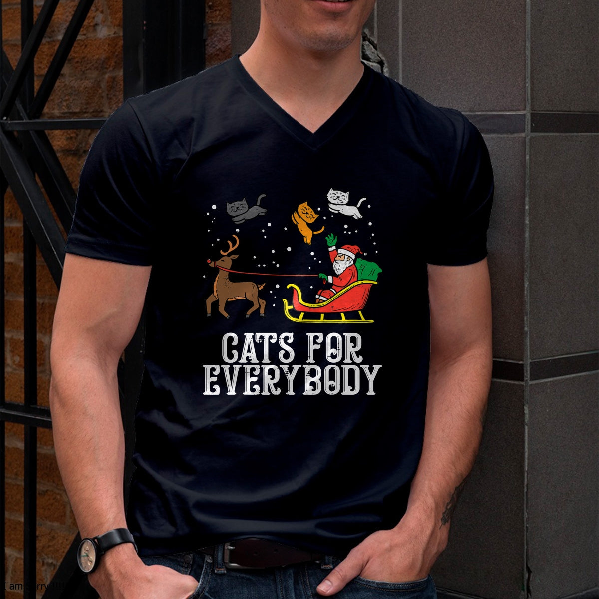 Cats For Everybody Christmas Cat Funny Xmas Women Santa T-Shirt - Christmas Unisex T-Shirt/Hoodie/Sweatshirt - TRNN00