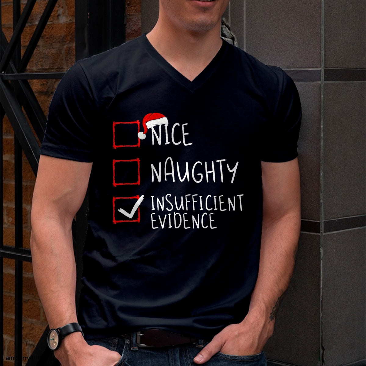 Nice Naughty Insufficient Evidence Christmas Santa Claus T-Shirt - Christmas Unisex T-Shirt/Hoodie/Sweatshirt - TRNN00