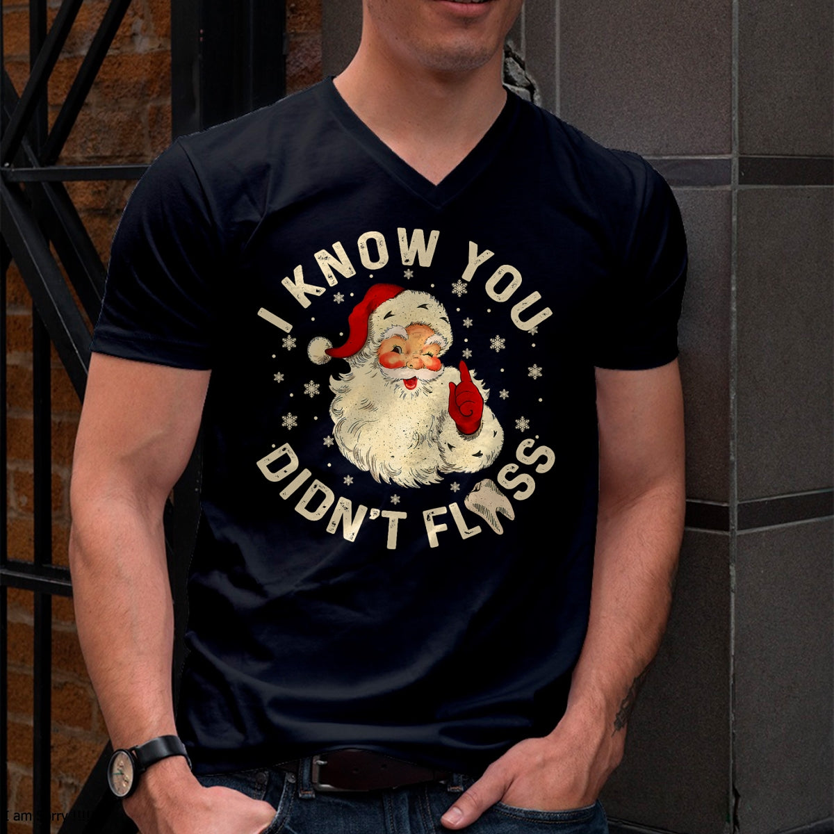 Funny Santa I Know You Didn't Floss Dentist Dental Christmas T-Shirt - Christmas Unisex T-Shirt/Hoodie/Sweatshirt - TRNN00