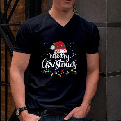 Merry Christmas Lights Red Santa Hat Xmas Family Men Women Pullover - Christmas Unisex T-Shirt/Hoodie/Sweatshirt - TRNN00