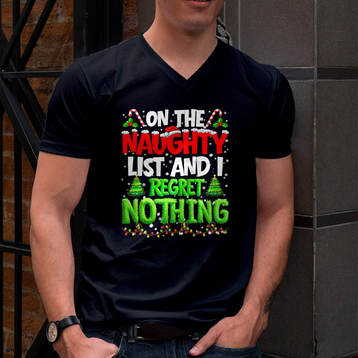 On The Naughty List and Regret Nothing Pjs Christmas Xmas Ki T-Shirt - Christmas Unisex T-Shirt/Hoodie/Sweatshirt - TRNN00