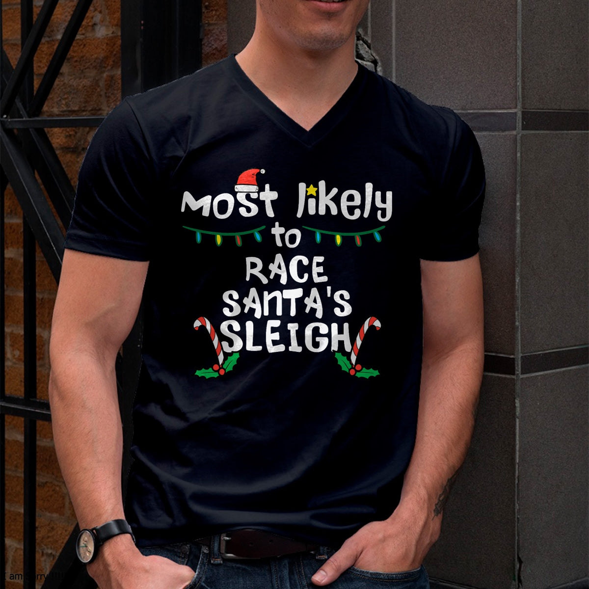 Most Likely Race Santa Sleigh Christmas Xmas Family Boys Men T-Shirt - Christmas Unisex T-Shirt/Hoodie/Sweatshirt - TRNN00