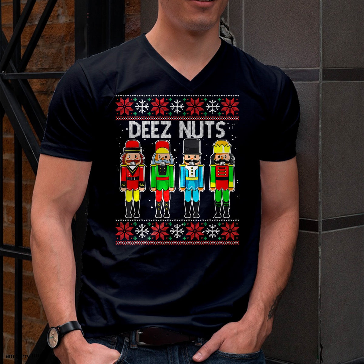 Deez Nuts Nutcracker Ugly Christmas Sweater Funny Xmas T-Shirt - Christmas Unisex T-Shirt/Hoodie/Sweatshirt - TRNN00