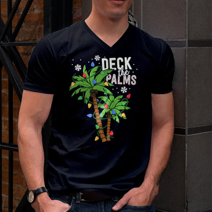 Deck The Palms Tropical Hawaii Christmas Palm Tree Lights T-Shirt - Christmas Unisex T-Shirt/Hoodie/Sweatshirt - TRNN00