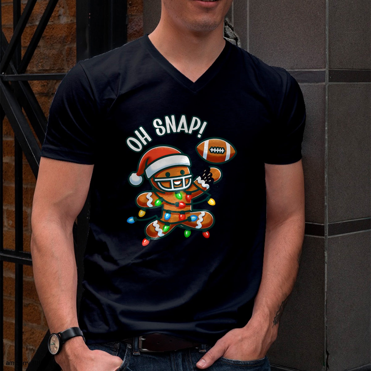 Funny Gingerbread Man Pajamas & PJs Xmas Holiday Oh Snap Gingerbreadman Christmas Football T-Shirt - Christmas Unisex T-Shirt/Hoodie/Sweatshirt - TRNN00