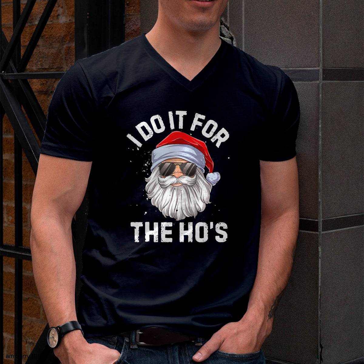 I Do It For The Ho's Funny Inappropriate Christmas Men Short Sleeve Santa T-Shirt - Christmas Unisex T-Shirt/Hoodie/Sweatshirt - TRNN00