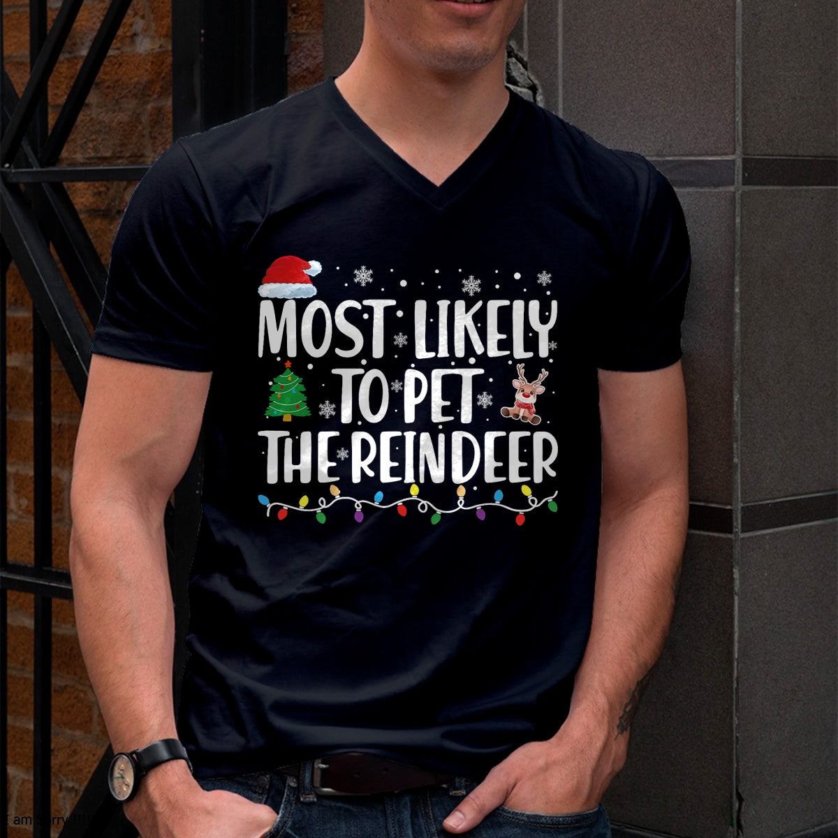Most Likely To Pet The Reindeer Family Matching Christmas T-Shirt - Christmas Unisex T-Shirt/Hoodie/Sweatshirt - TRNN00