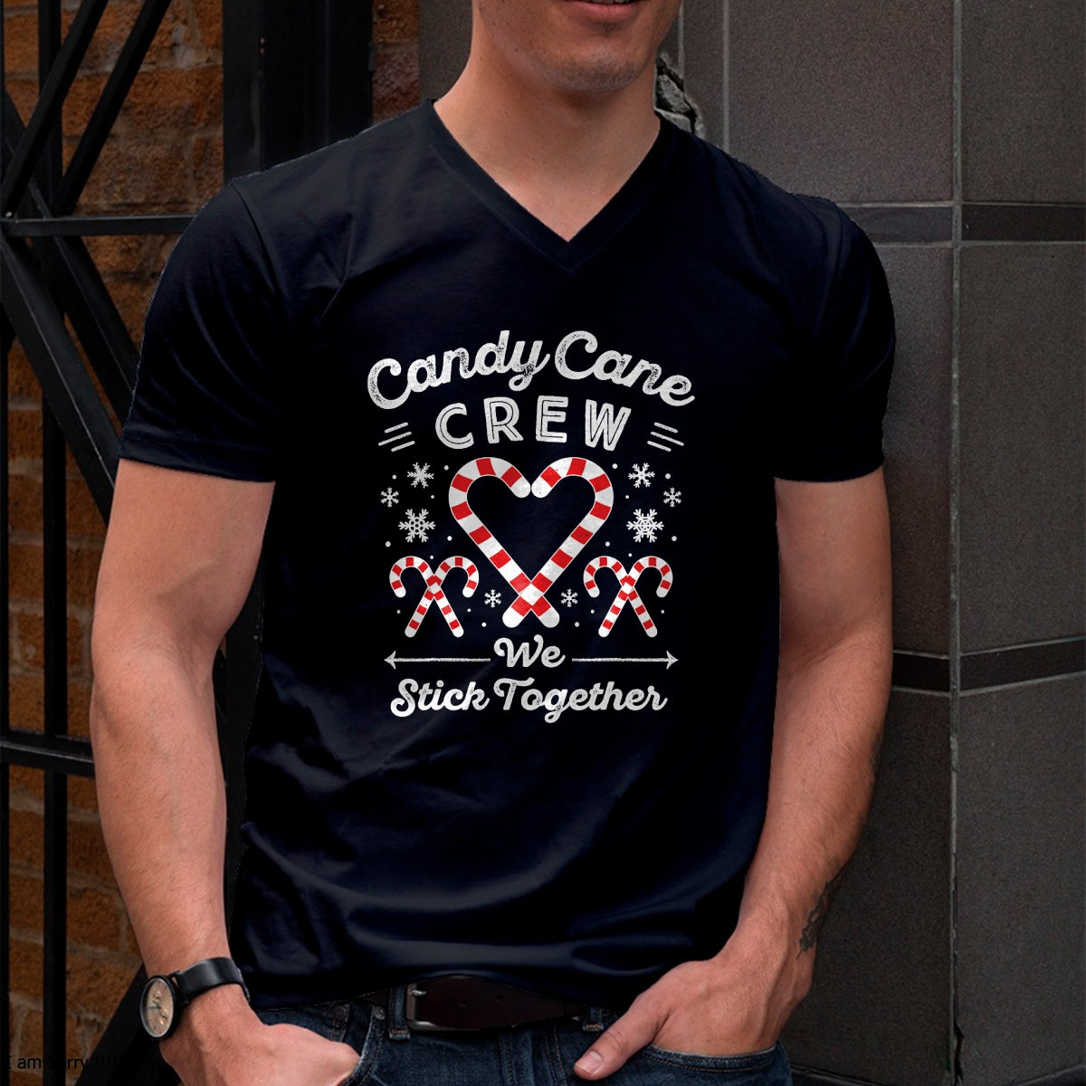 Christmas Candy Cane Heart Holiday Family Matching Pajama PJ T-Shirt - Christmas Unisex T-Shirt/Hoodie/Sweatshirt - TRNN00