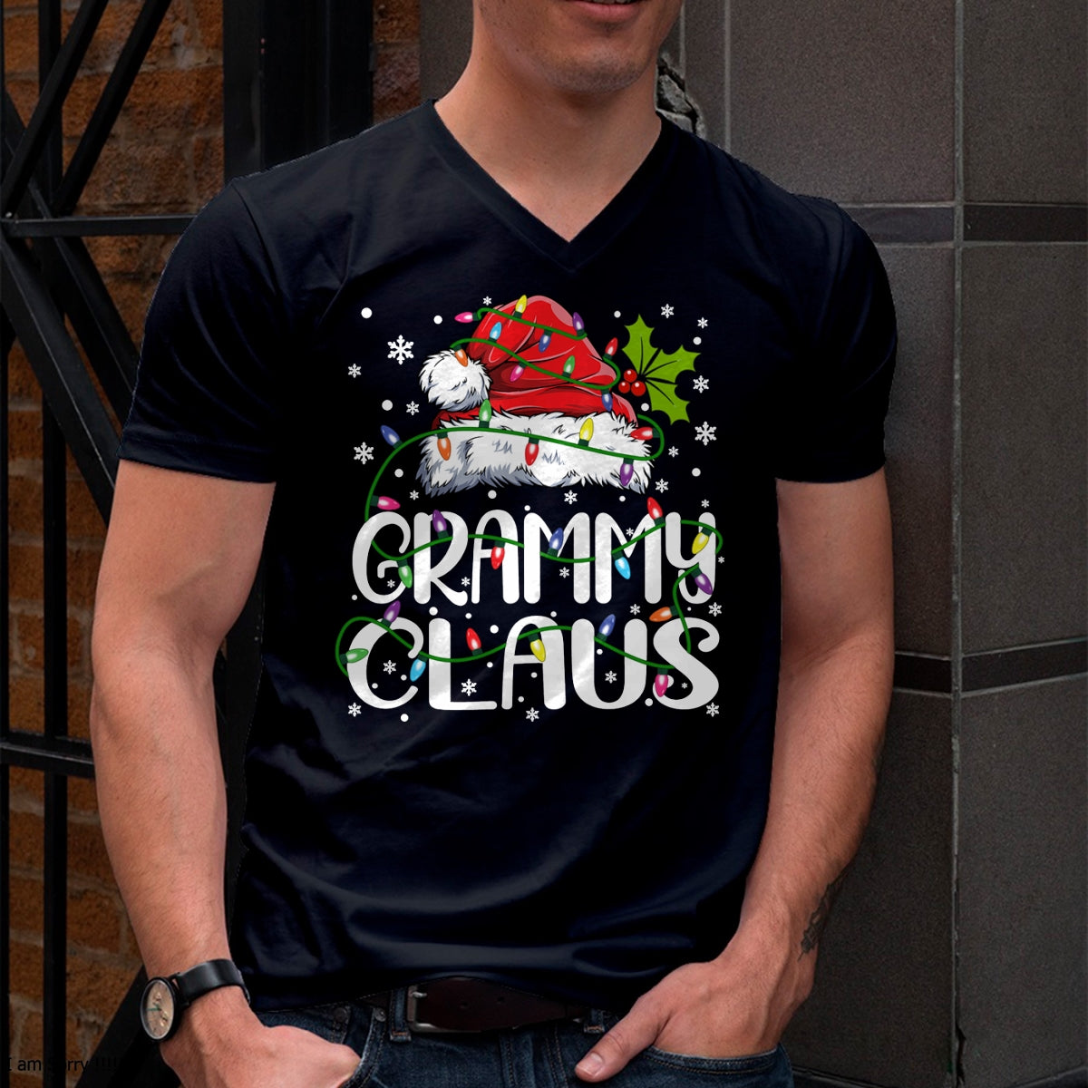 Grammy Claus Shirt Christmas Lights Pajama Family Matching Long Sleeve T-Shirt - Christmas Unisex T-Shirt/Hoodie/Sweatshirt - TRNN00