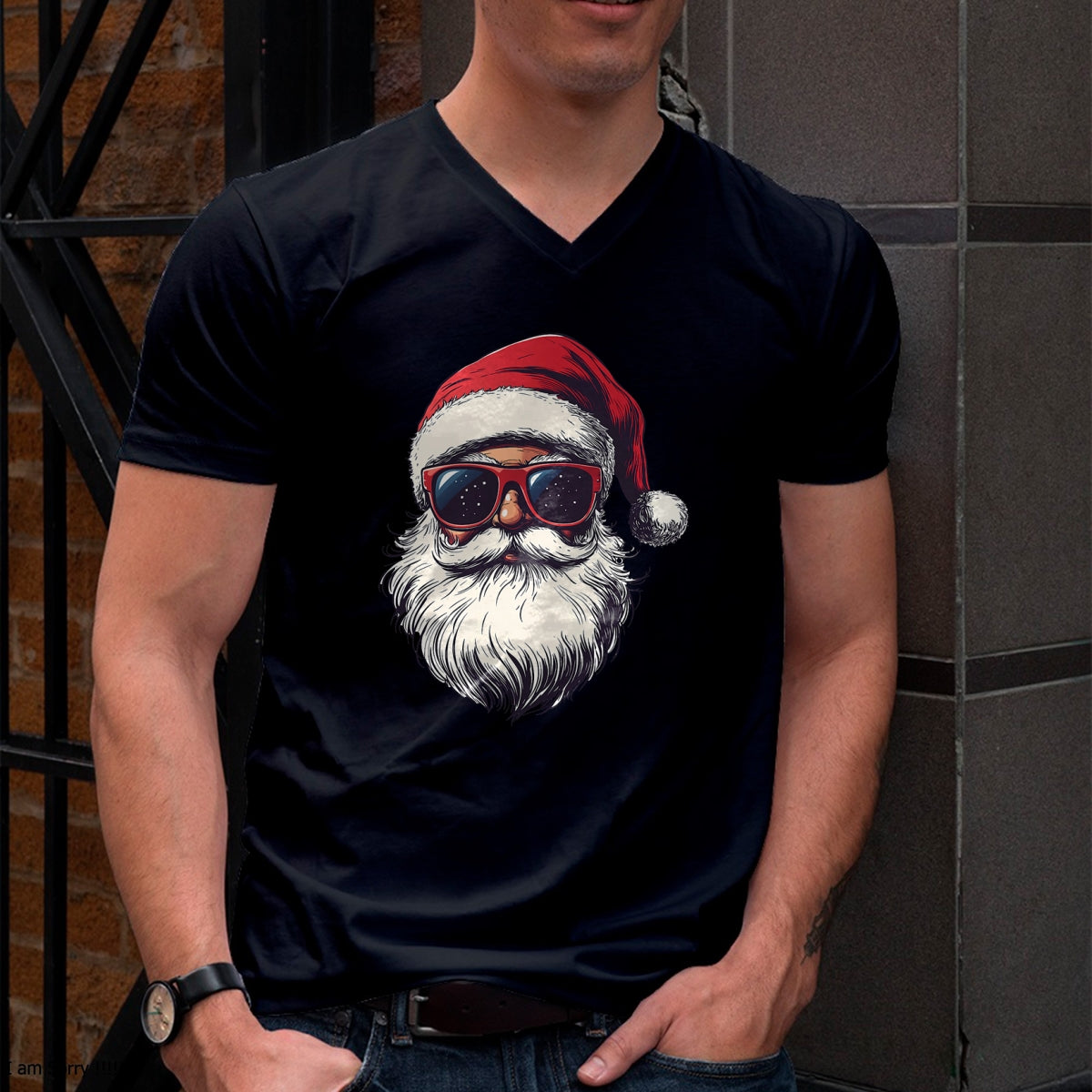 Cool Santa Claus Face Retro Sunglasses Christmas Men Boys T-Shirt - Christmas Unisex T-Shirt/Hoodie/Sweatshirt - TRNN00