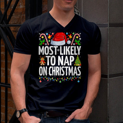 Most Likely To Nap On Christmas Funny Family Christmas T-Shirt - Christmas Unisex T-Shirt/Hoodie/Sweatshirt - TRNN00