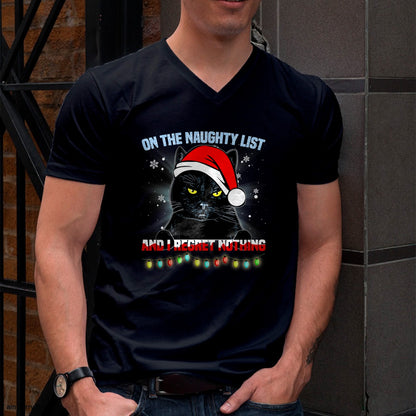 On The Naughty List And I Regret Nothing Cat Christmas T-Shirt - Christmas Unisex T-Shirt/Hoodie/Sweatshirt - TRNN00