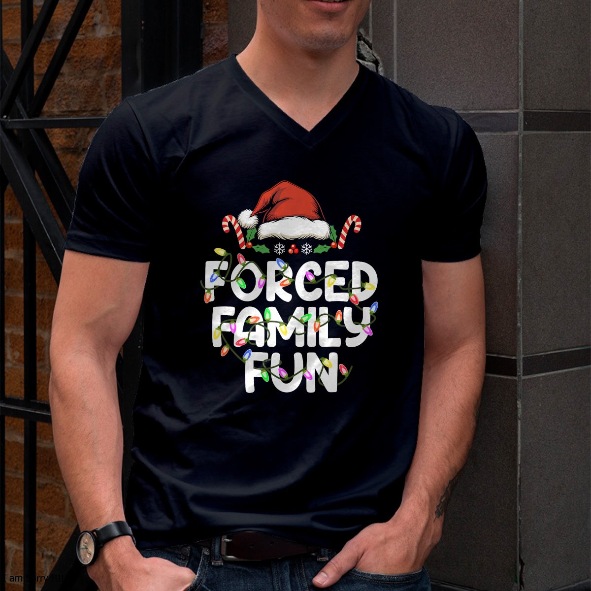 Forced Family Fun Christmas Pajamas Funny T-Shirt - Christmas Unisex T-Shirt/Hoodie/Sweatshirt - TRNN00